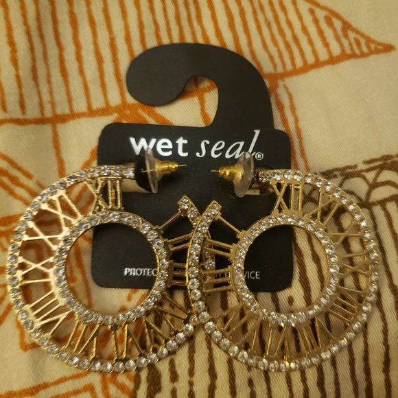 Big Roman Numeral Zircon Hoops - Picture 2 of 3